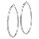 10K White Gold Polished 3mm Tube Hoop Earrings-WBC-10T857