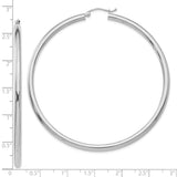 10K White Gold Polished 3mm Tube Hoop Earrings-WBC-10T857