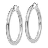 10K White Gold Polished 4mm Tube Hoop Earrings-WBC-10T858