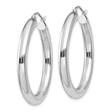 10K White Gold Polished 4mm Tube Hoop Earrings-WBC-10T859