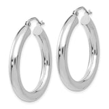 10K White Gold Polished 4mm Tube Hoop Earrings-WBC-10T860