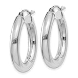 10K White Gold Polished 4mm Tube Hoop Earrings-WBC-10T861