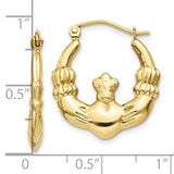 10k Polished Claddagh Hoop Earrings-WBC-10T900