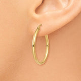 10K Polished 2mm Tube Hoop Earrings-WBC-10T915