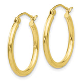 10K Polished 2mm Tube Hoop Earrings-WBC-10T916