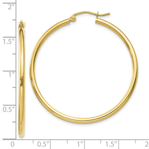 10K Polished 2mm Tube Hoop Earrings-WBC-10T919