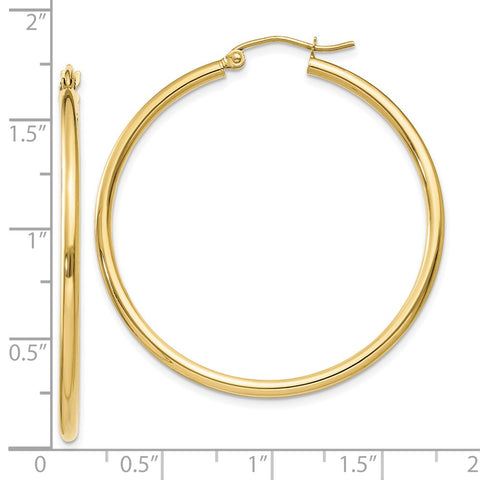 10K Polished 2mm Lightweight Tube Hoop Earrings-WBC-10T919L