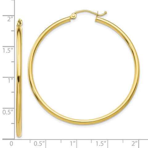 10K Polished 2mm Tube Hoop Earrings-WBC-10T920