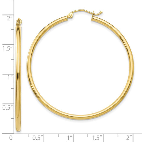 10K Polished 2mm Lightweight Tube Hoop Earrings-WBC-10T920L