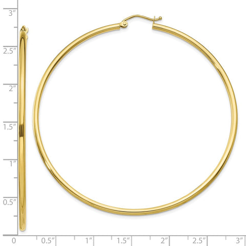 10K Polished 2mm Tube Hoop Earrings-WBC-10T924