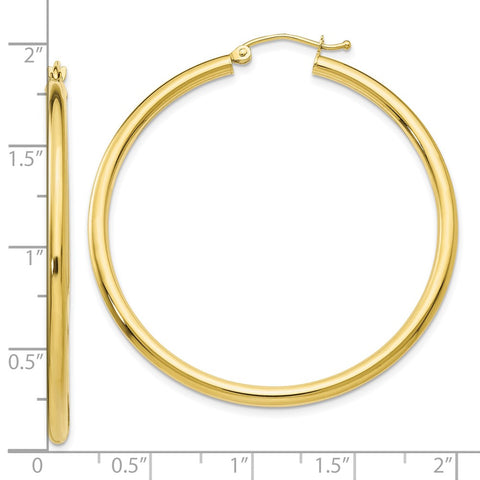 10K Polished 2.5mm Tube Hoop Earrings-WBC-10T926