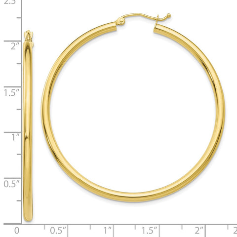 10K Polished 2.5mm Tube Hoop Earrings-WBC-10T927