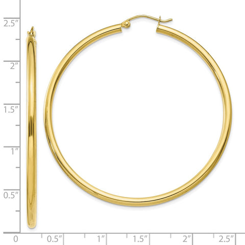 10K Polished 2.5mm Tube Hoop Earrings-WBC-10T928