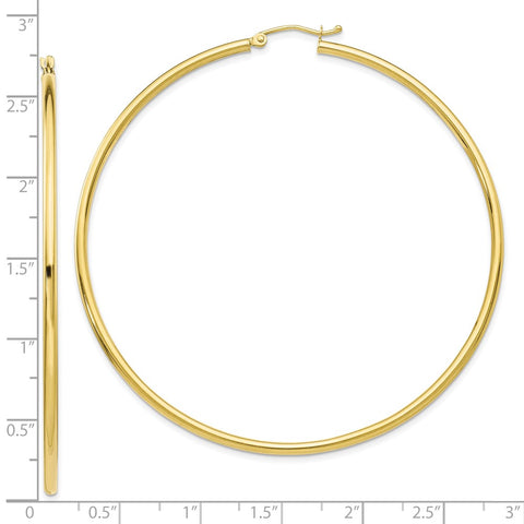 10K Polished 2.5mm Tube Hoop Earrings-WBC-10T930