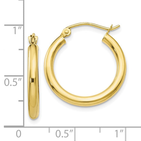 10K Polished 2.5mm Tube Hoop Earrings-WBC-10T931