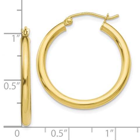 10K Polished 2.5mm Tube Hoop Earrings-WBC-10T932