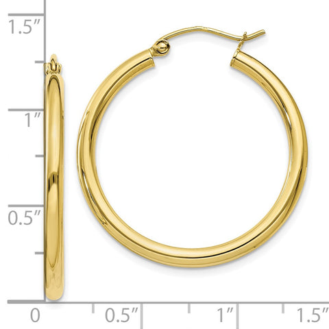 10K Polished 2.5mm Tube Hoop Earrings-WBC-10T933