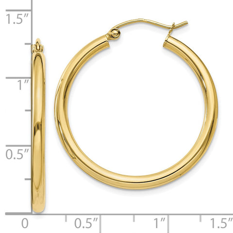 10k Polished 2.5mm Lightweight Tube Hoop Earrings-WBC-10T933L