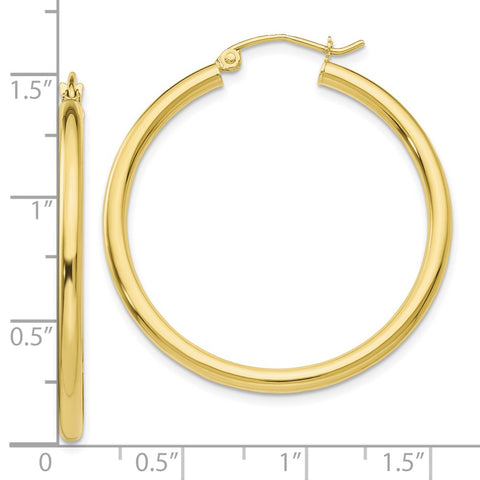 10K Polished 2.5mm Tube Hoop Earrings-WBC-10T934