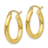 10K Polished 3mm Tube Hoop Earrings-WBC-10T938