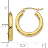 10K Polished 3mm Tube Hoop Earrings-WBC-10T938