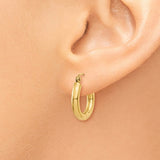 10K Polished 3mm Tube Hoop Earrings-WBC-10T939