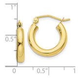 10K Polished 3mm Tube Hoop Earrings-WBC-10T939