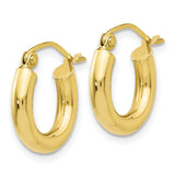 10K Polished 3mm Tube Hoop Earrings-WBC-10T940