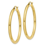 10K Polished 3mm Tube Hoop Earrings-WBC-10T941