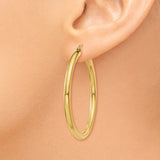 10K Polished 3mm Tube Hoop Earrings-WBC-10T941