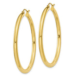 10K Polished 3mm Tube Hoop Earrings-WBC-10T942