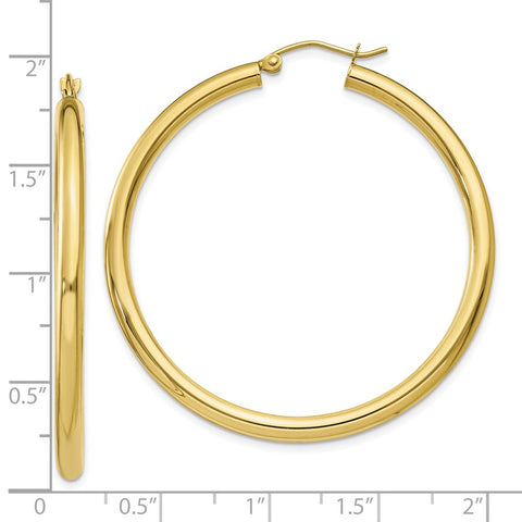 10K Polished 3mm Tube Hoop Earrings-WBC-10T942