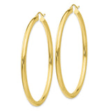 10K Polished 3mm Tube Hoop Earrings-WBC-10T944