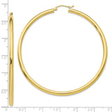 10K Polished 3mm Tube Hoop Earrings-WBC-10T946