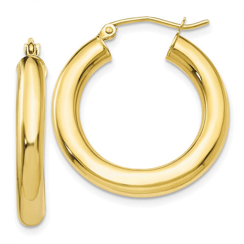 10K Polished 4mm Tube Hoop Earrings-WBC-10T950