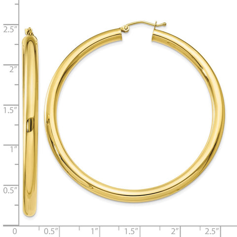 10K Polished 4mm Tube Hoop Earrings-WBC-10T953