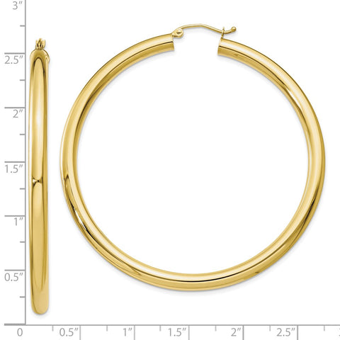 10K Polished 4mm Tube Hoop Earrings-WBC-10T954