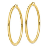 10K Polished 4mm Tube Hoop Earrings-WBC-10T955