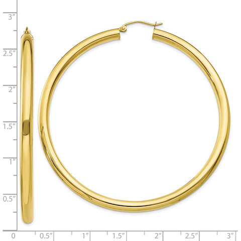 10K Polished 4mm Tube Hoop Earrings-WBC-10T955