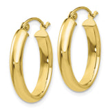 10k Polished 3.5mm Oval Hoop Earrings-WBC-10T985