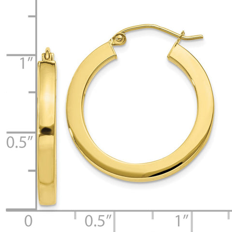 10k 3mm Polished Square Hoop Earrings-WBC-10T987