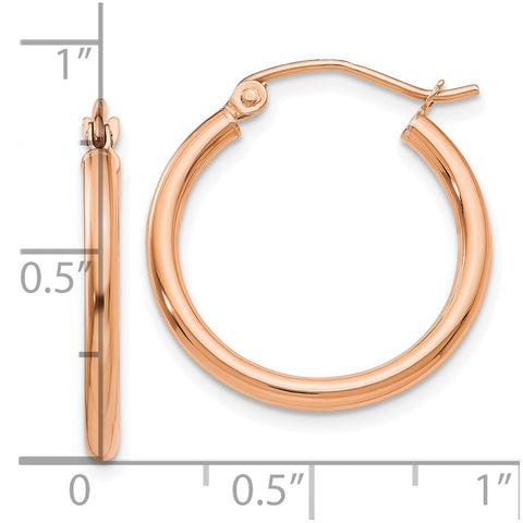 10K Rose Gold Polished 2mm Tube Hoop Earrings-WBC-10T991