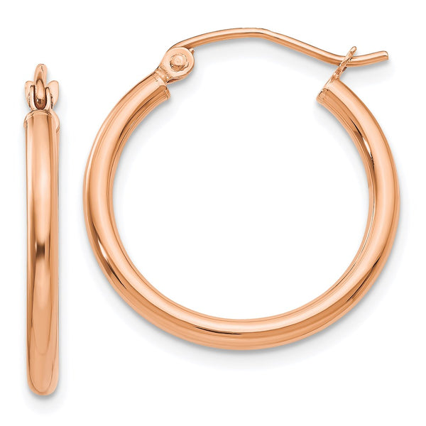 10K Rose Gold Polished 2mm Tube Hoop Earrings-WBC-10T991