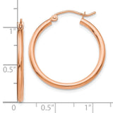 10K Rose Gold Polished 2mm Tube Hoop Earrings-WBC-10T992