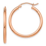 10K Rose Gold Polished 2mm Tube Hoop Earrings-WBC-10T992