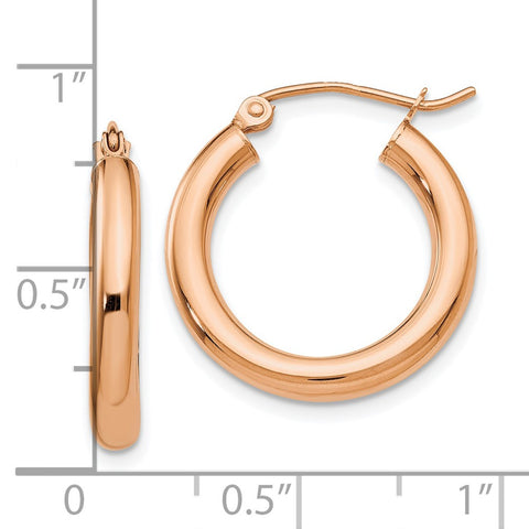 10K Rose Gold Polished 3mm Hoop Earrings-WBC-10T994