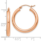 10K Rose Gold Polished 3mm Hoop Earrings-WBC-10T995