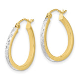 10k & Rhodium Diamond Cut Textured & Wavy Hoop Earrings-WBC-10TC361