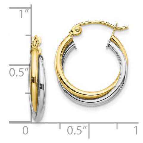 10K Two-tone Twist Hoop Earring-WBC-10TC365