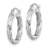 10k White Gold Polished 3mm Twisted Hoop Earrings-WBC-10TC385
